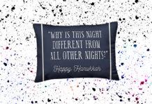 Chanukah pillow with a Passover phrase