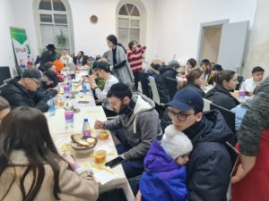 Jews from Ukraine at a Jewish community center in Chisinau, Moldova