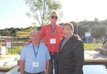 From left: Robert Chertkof, Florence Chertkof and Russel Robinson at the dedication ceremony of the "waterfall street" in Nov. 2019