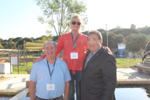 From left: Robert Chertkof, Florence Chertkof and Russel Robinson at the dedication ceremony of the "waterfall street" in Nov. 2019