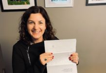 Sarah Pardo O’Donnell with her naturalization letter