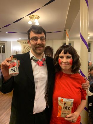 Justin Regan and Beth VanderStoep, dressed as the Natty Boh guy and the Utz chips girl, respectively