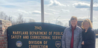 From left: Becky Lessey and Abby Glassberg outside of the Maryland Correctional Institution for Women