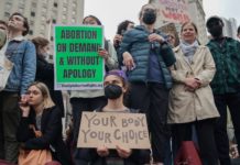 People protest in reaction to the leak of the Supreme Court draft abortion ruling