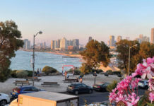 View of the Mediterranean Sea and Tel Aviv from Haifa