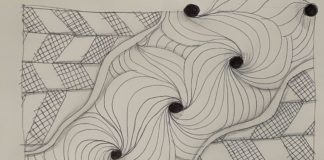 A Zentangle - a black-and-white geometric drawing