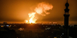 Fire and smoke above Gaza