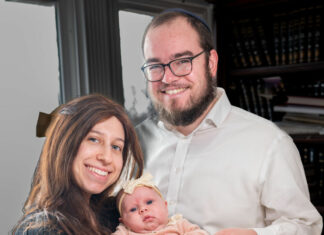 Rabbi Yanky Baron with his wife Leah Baron and daughter Moussia