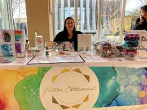 Jamie Blicher with her Glitter Enthusiast table