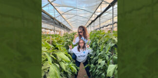 Gillian Zitrin with a friend at an Israeli farm
