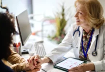A staff member meets with a client