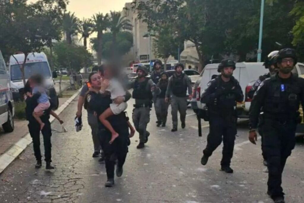 Soldiers walking in the street