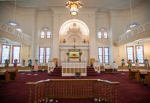 Third Space at Shaarei Tfiloh Installs New Art Gallery Tallit in the prayer hall at Shaarei Tfiloh.