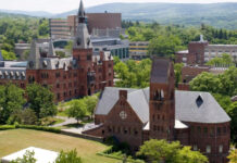 Cornell Inks $60M Deal With Trump Administration to Resolve Antisemitism Claims Cornell University buildings viewed from McGraw Tower.