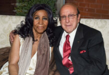Clive Davis (r) with Aretha Franklin at the Tribeca Film Festival in New York, April 19, 2017.