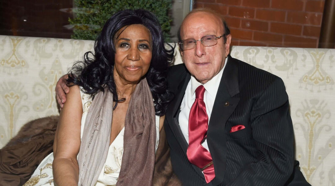 Clive Davis (r) with Aretha Franklin at the Tribeca Film Festival in New York, April 19, 2017.