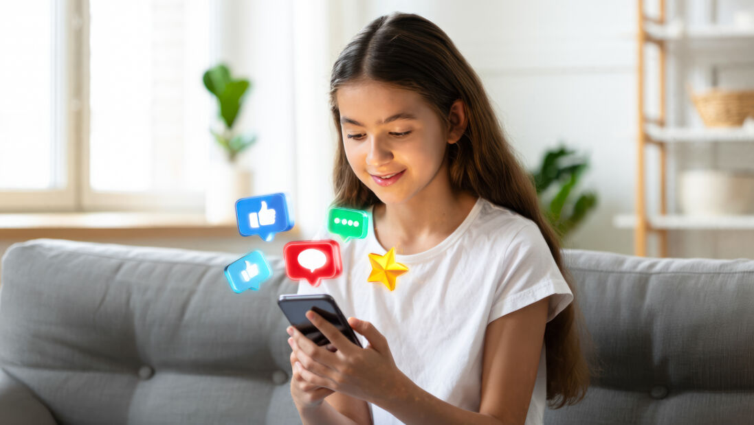 Girl using social media